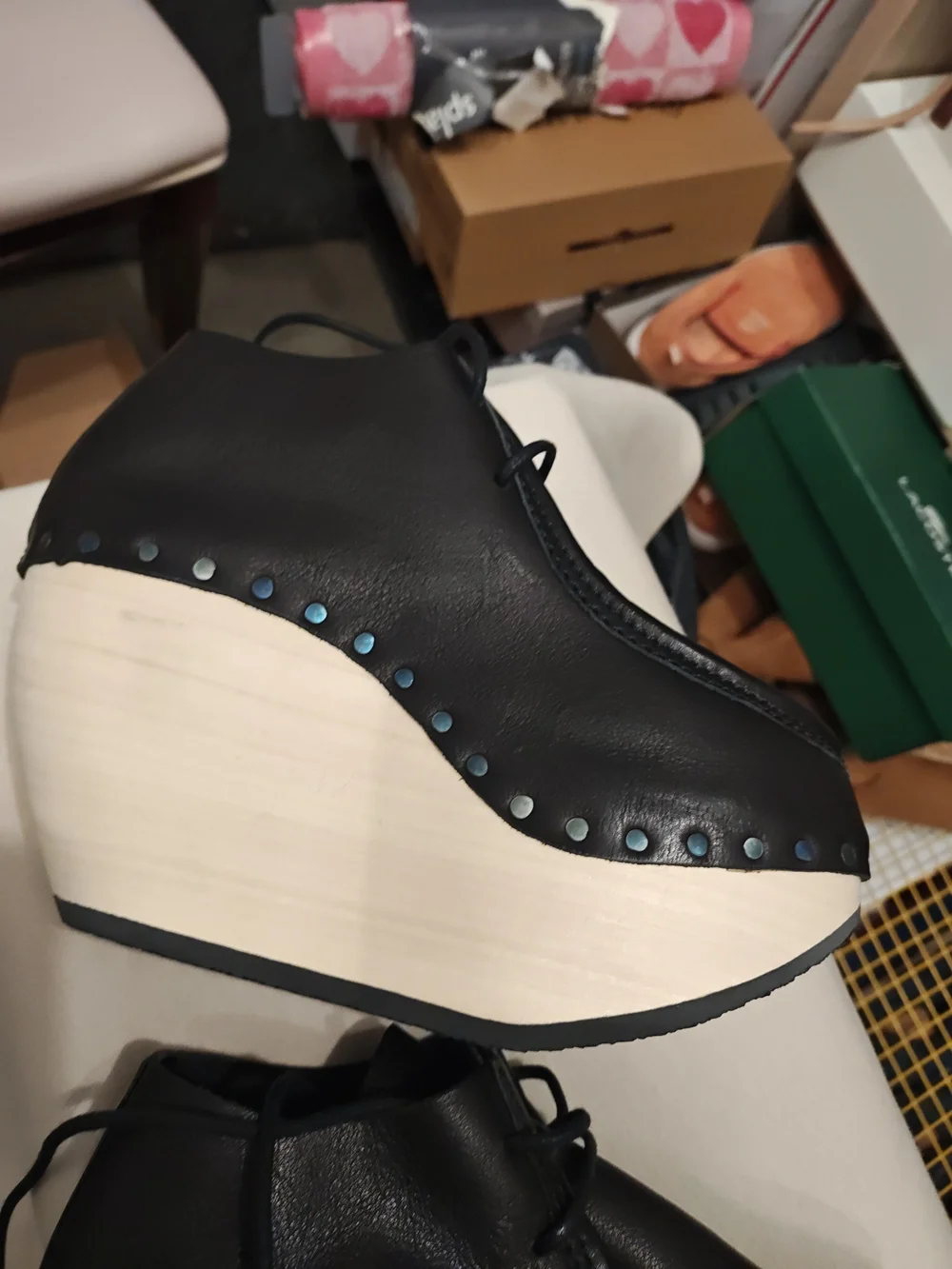 Black Platform Lace-Up Women's Shoes 37